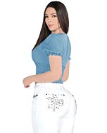Pantalón Lamasini Blanco Para Mujer Corte Bota L737