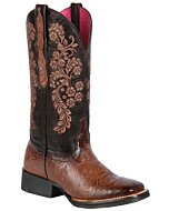 Bota Rodeo Piel Grabada Color Cognac Para Mujer El General 44633