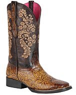 Bota Rodeo Piel Grabada Color Orix Para Mujer El General 44634