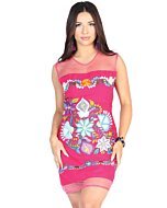 Vestido Corto Bordado Artesanal Noche Buena 602475 Fuchsia