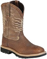 Bota Waterproof Para Trabajo Buff Aero Color Café Centenario Bordado Bandera Americana
