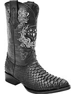 Genuine Python Black Men's Western Boots Toe 900 WD 11-210
