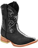 Botas Grabado Mantarraya Negras Para Niño WD 11-367