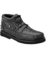 Men's Black Casual Shoes Coco-Ostrich Print Leather WD 11-411