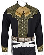 Camisa Negra Bordada Dorado WD 11-866