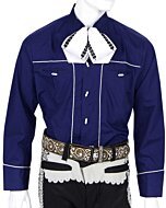 Camisa Azul Lisa Botón Tipo Hueso WD Boots 800