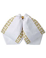 Moño Charro Fino Color Blanco Con Bordado Oro WD 11-970