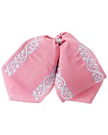 Moño Charro Fino Color Rosa Con Bordado Plata
