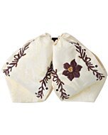 Moño Charro Fino Beige Con Bordado De Flor Café WD 11-976