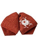 Moño Charro Fino Color Ladrillo Con Flor Blanca Bordada WD 11-978