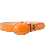 Cinto Vaquero Anguila Color Mantequilla Hebilla Oval