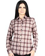 Women’s Western Shirt in Beige-Red Plaid, Long Sleeve Version – El General 44728