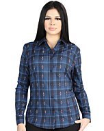 Women's Blue and Black Plaid Long Sleeve Western Shirt – El General 44721