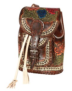 Bolsa Piel Cincelada Tipo Morral Chico 603682 Color Café
