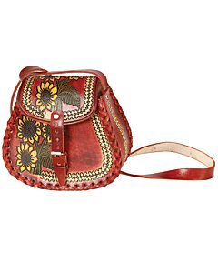 Bolsa Artesanal De Piel Girasoles Chica 603676 Café