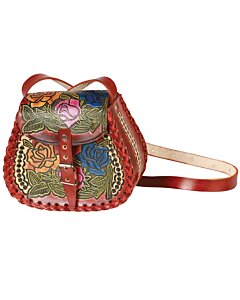 Bolsa Artesanal De Piel Rosas Chica 603678 Color Café