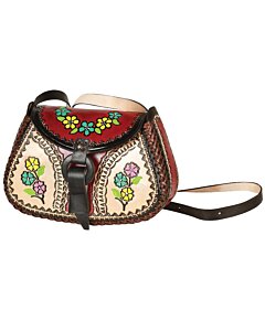 Bolsa Artesanal De Piel Flores 603680 Color Vino