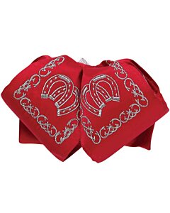 Moño Charro Bordado Rojo Diseño Herraduras 600128 Hecho En México