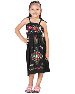 Vestido Bordado Artesanal Para Niña 603077 Negro