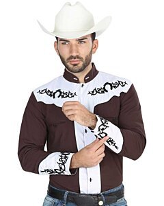 Camisa Charra Café Con Blanco El General 40793