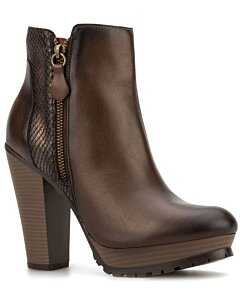 Botines Con Zipper Para Mujer Andrea 7057 Color Café Oscuro