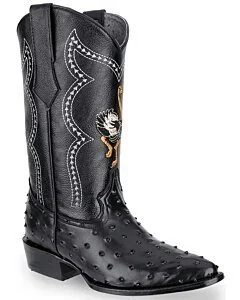 Botas De Piel Imitación Avestruz Vaqueras JB 901 Negras