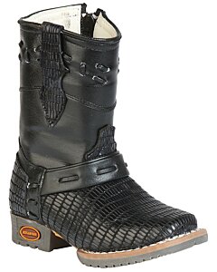 Botas Para Bebé Niño Piel Imitación Lizars Negro 126578