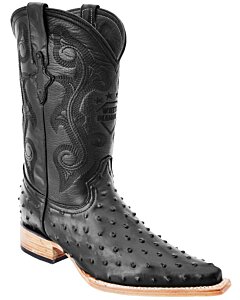 Botas Vaqueras Para Hombre Grabado Avestruz WD 11-116 Color Negro