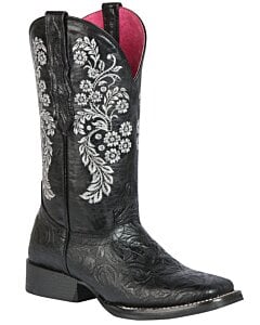 Bota Rodeo Piel Grabada Para Mujer Color Negro