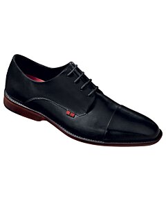 Zapato de vestir elegante de piel negra con diseño cap toe, parte superior transpirable y acabado pulido – Andrea 366-9082.