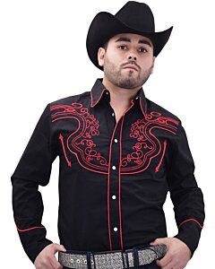 Camisa Vaquera WD Boots 11-909 Negro/Rojo
