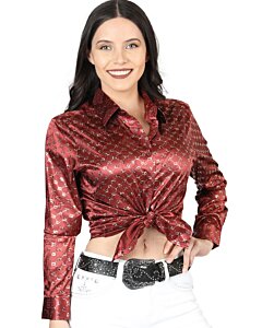 Blusa Manga Larga De Moda Color Burgundy-Gold 44555