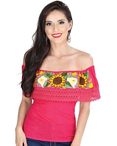 Blusa Bordada Artesanal Olán 601287 Fiusha
