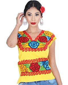 Blusa Bordada Artesanal Zinacantan Amarilla 601412