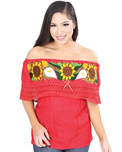 Blusa Bordada Artesanal Olán Roja 601703