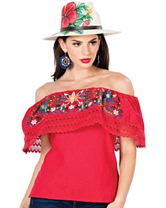 Blusa México Artesanal 603052 Roja Campesina