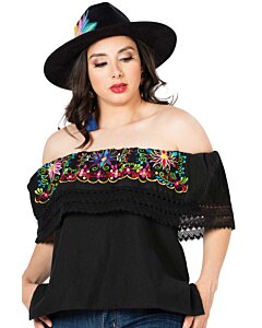 Blusa México Artesanal 603053 Negra Campesina