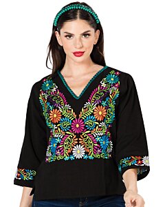 Blusa Tradicional Artesanal Mexicana 603054 Negra