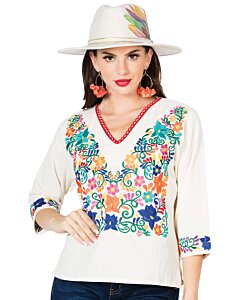 Blusa Tradicional Artesanal Mexicana 603055 Color Beige