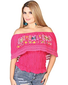 Blusa Resorte Artesanal Floral 602457 Fuchsia