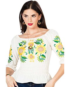Blusa Artesanal Girasoles 603046 Color Beige Zoom