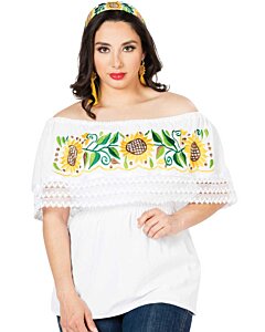 Blusa Artesanal Campesina Girasol 603064 Blanca