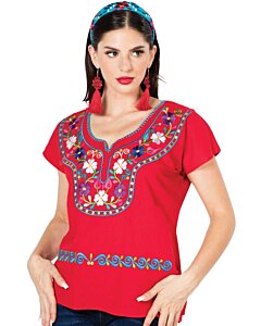 Blusa Kimona Artesanal Mexicana 603056 Color Rojo