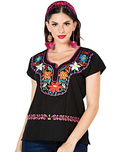 Blusa Kimona Artesanal Mexicana 603058 Negro