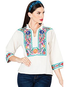 Blusa Espigas Artesanal Mexicana 603060 Blanca