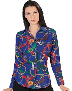 Blusa Azul Diseño De Cintos Y Cadenas De Oro Lamasini 2313