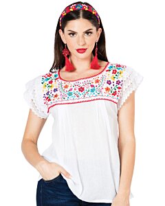 Blusa Típica Puebla Artesanal Mexicana 603096 Blanca