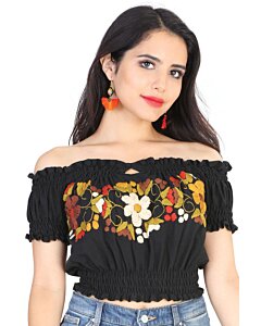 Blusa Corta Artesanal Mexicana 601984 Negra