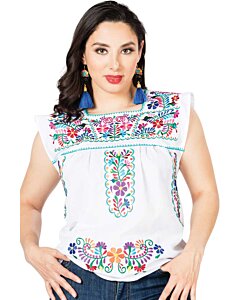 Blusa Artesanal Doble Típica México 603049 Blanca