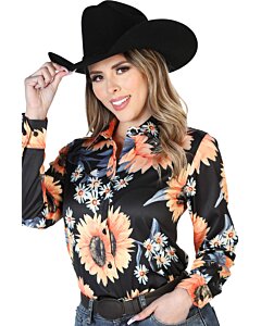 Blusa Vaquera Negra ESDLC 43900 Diseño De Girasoles